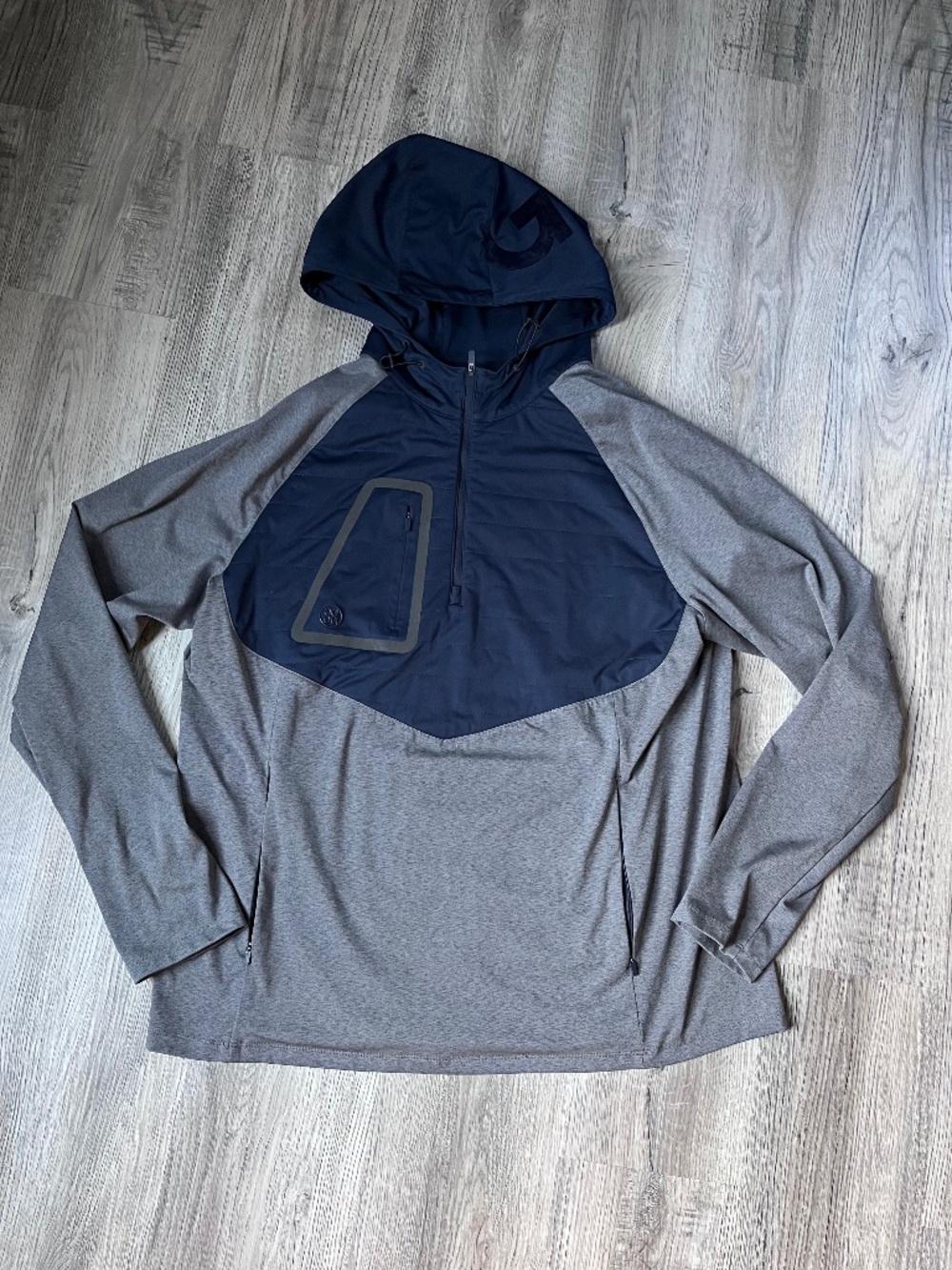 G/FORE Dry Tech 1/2 Zip Power Stretch Hoodie Blue & Gray XXL 2XL